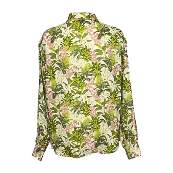 Cami NYC Belkis Shirt Crystal Embellished Buttons Linen Floral Tropical Top sz L - Picture 7 of 13